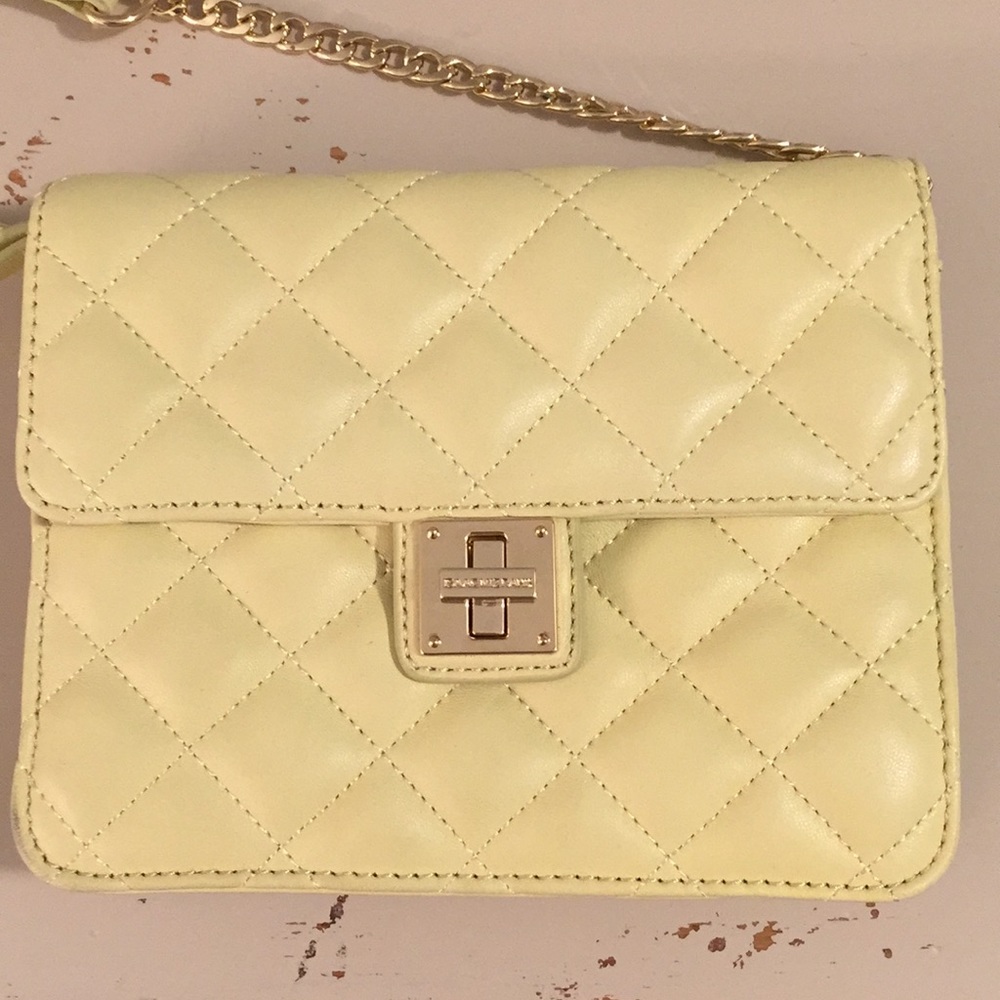 Isaac Mizrahi Small Pale Yellow Quilted Crossbody